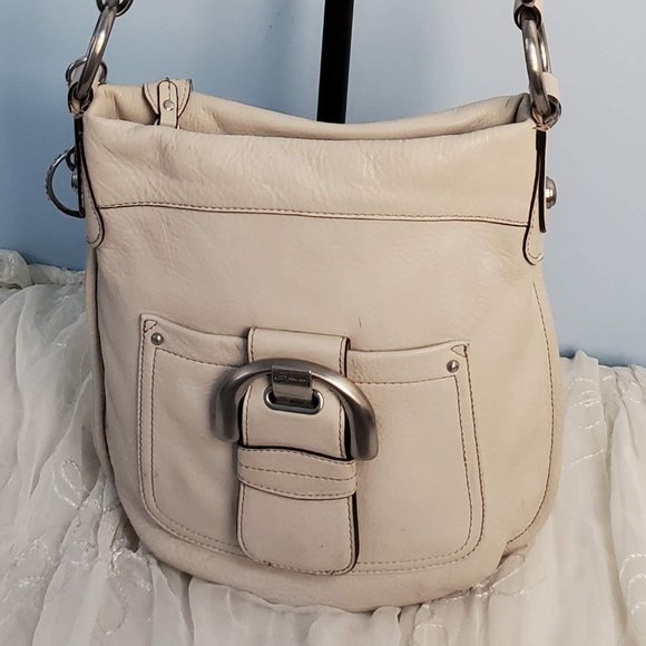 B. Makowsky Cream Leather Bag - Picture 1 of 16